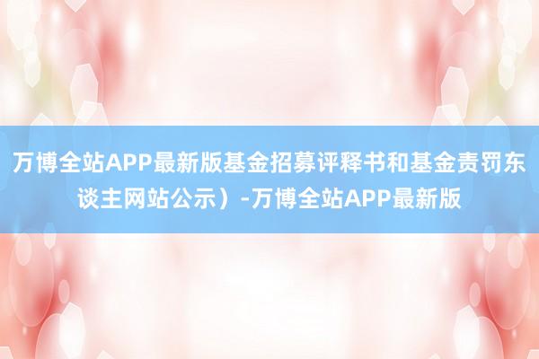 万博全站APP最新版基金招募评释书和基金责罚东谈主网站公示）-万博全站APP最新版
