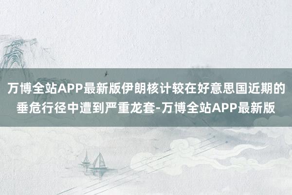万博全站APP最新版伊朗核计较在好意思国近期的垂危行径中遭到严重龙套-万博全站APP最新版