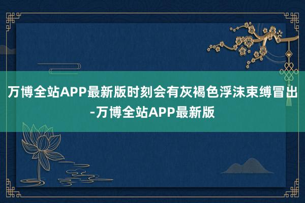 万博全站APP最新版时刻会有灰褐色浮沫束缚冒出-万博全站APP最新版